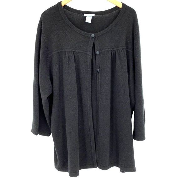 Women’s Liz &  Me black Cardi sweater size 3X plus 1898 Ultra Soft Cozy - Picture 1 of 7